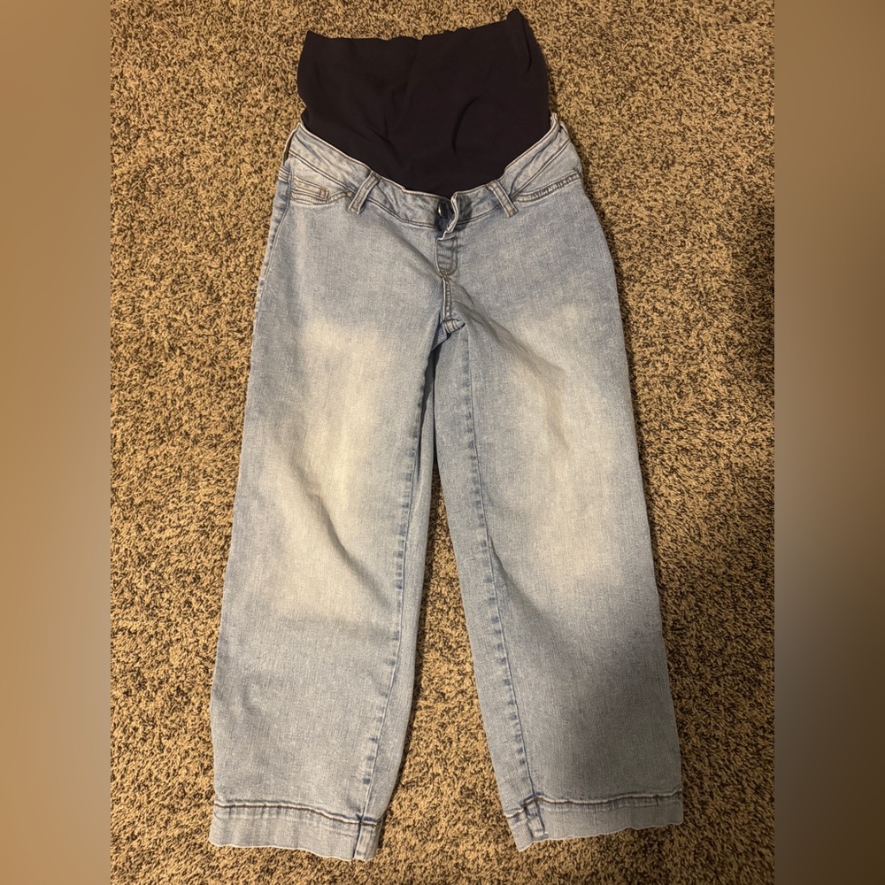 Seraphine Light Wash Straight Leg Jeans - Light Blue - Maternity